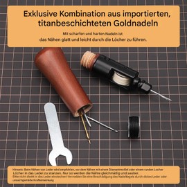 WUTA Sewing awl, professional hand sewing device, leather sewing kit with 25 colours wax thread, leather craft tool (0.65 mm