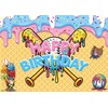 INRUI Ice Cream Drip Baseball Birthday Photography Backdrop 6x4FT