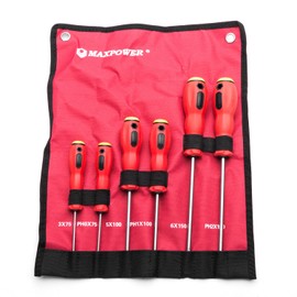 MAXPOWER 6-piece Magnetic Screwdriver Set Commercial Grade Phillips & Slotted Comfort Grip Screw Drivers with Pouch