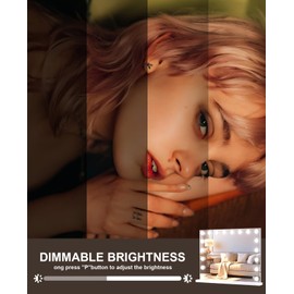 DKGEVEAO Vanity Mirror with Lights-Large Makeup Mirror, 27.6" x21.6'' Hollywood Lighted Mirror with 18 LED,3 Color Modes,Touch Control, USB Charger Port.Detachable 10X Spot Mirror, Metal Frame