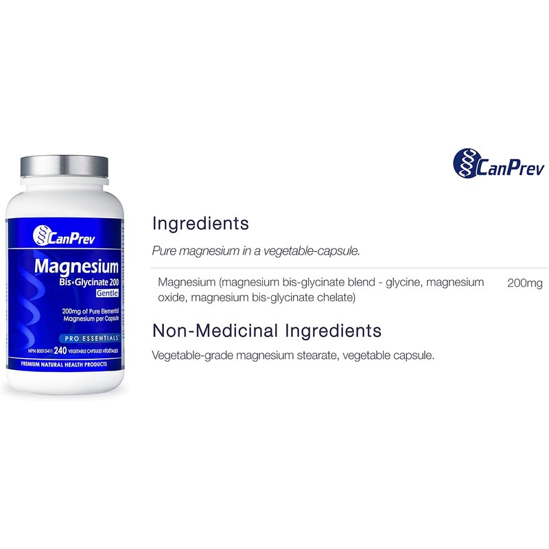 CanPrev - Pure Magnesium Bis-Glycinate 200mg (Gentle) | 240 v-caps