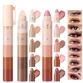 2PCS Glitzer Lidschatten Stift, 5 in 1 Matt Eyeshadow Stick Wasserfest, Creme Lidschattenstift Eyeliner, Lidschatten Stick Shimmer Langanhaltend Makeup