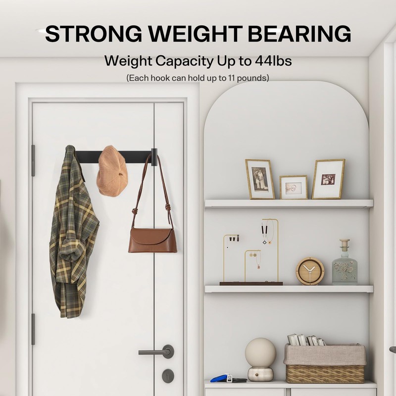 Black Coat Hooks, Wall Mounted Coat Rack – 3 Hoooks