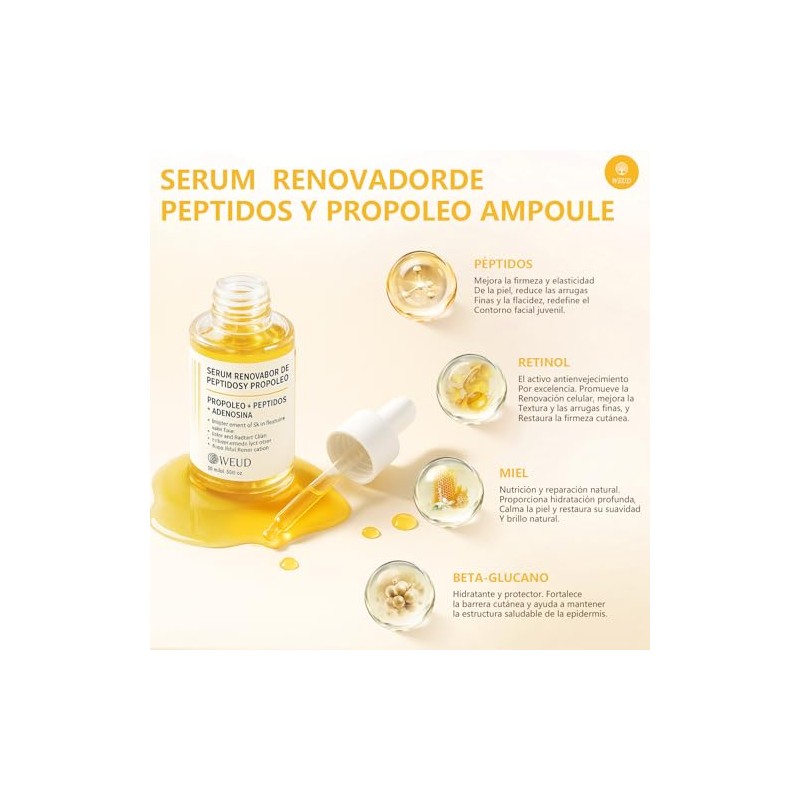 WEUD Serum Coreano Original, Serum Facial con Péptidos Propóleo, Reafirman,