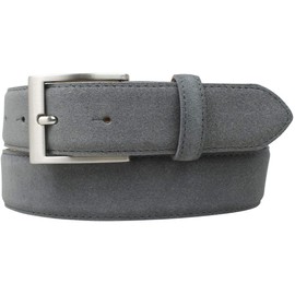 BELTINGER Italian Suede Belt 35mm Wide Mens Suit Belt Trouser Belt Suede Buckle Silver, Dark grey, silver