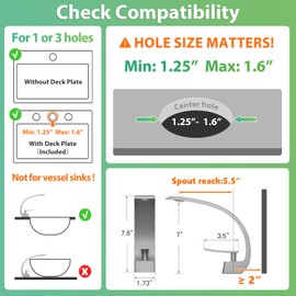 HOMHII Single Handle Bathroom Sink Faucet 1 or 3 Hole, Modern Design Bathroom Vanity Faucet with Deck Plate, Hoses for Vanity, Basin, Rv, Lavatory Sink (Black)