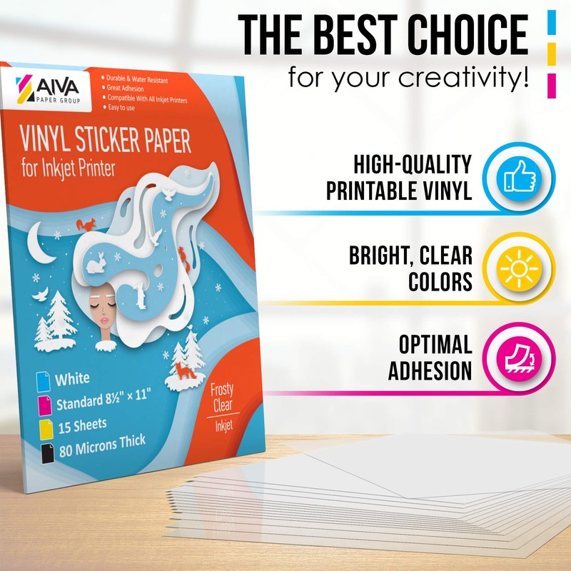 Papel calcomanía de vinilo imprimible para impresora de inyección de