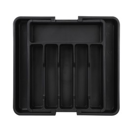 KIFEINHM Houseware Expandable Kitchen Drawer Flatware Organizer,Silverware Organizer Utensil Drawer Cutlery Tray, Black