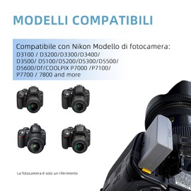 KWTOUL EN-EL14 EN-EL14a Batteria compatibile con D3100 D3200 D3300 D3400