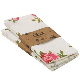 Set of Four 100% Cotton Floral Print Reusable Machine Washable Napkins