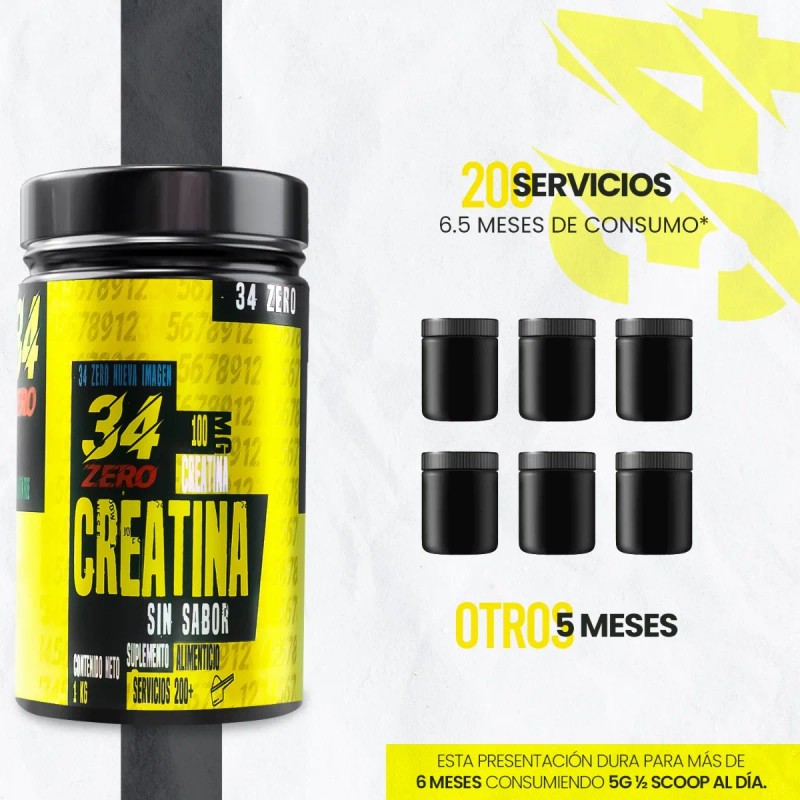 Suplemento en polvo 34 ZERO Creatina sabor natural x 1kg