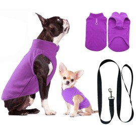 Dog Jumper, Dog Coat Fleece Small Dogs, Dog Fleece Jumper Cat Jumper, Dog Clothes for Chihuahua French Bulldog (M, Purple)