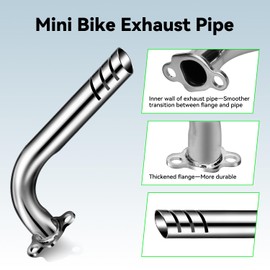 XIKOBY Upgrade Header Exhaust Pipe Kit for Predator 212cc 196cc Coleman Mini Bike CT200U BT200X B200R KT196 Go Kart 6.5HP GX160 GX200 Clone Engine Baja Warrior MB165 Massimo MB200 Performance Parts
