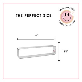 Foose Brand Rectangle Ruler Cookie Cutter - 1.25" X 6" - Made in Troy Missouri USA (Tin Plate Steel)