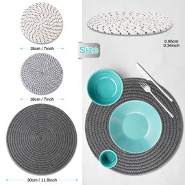 Billbotk Trivets for Hot Dishes, 6 Pieces Pot Holders for Kitchen, 100% Cotton Woven Hot Pads for Kitchen, Trivets for Kitchen Heat Resistant, 11.8 Inches and 7 Inches