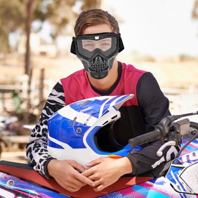Outdoor Skull Motorcycle Helmet Goggles Face Mask Motorbike Racing Glasses