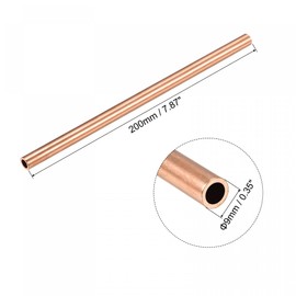 sourcing map Copper Round Tube 9mm OD 1.5mm Wall Thickness 200mm Length Pipe Tubing