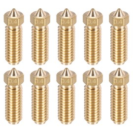 sourcing map 10 Pcs 0.4mm 3D Printer Extruder Nozzles 1.75mm Filament Brass Print Head High Speed Temperature Packed Wear Resistance Nozzle (20x6mm)