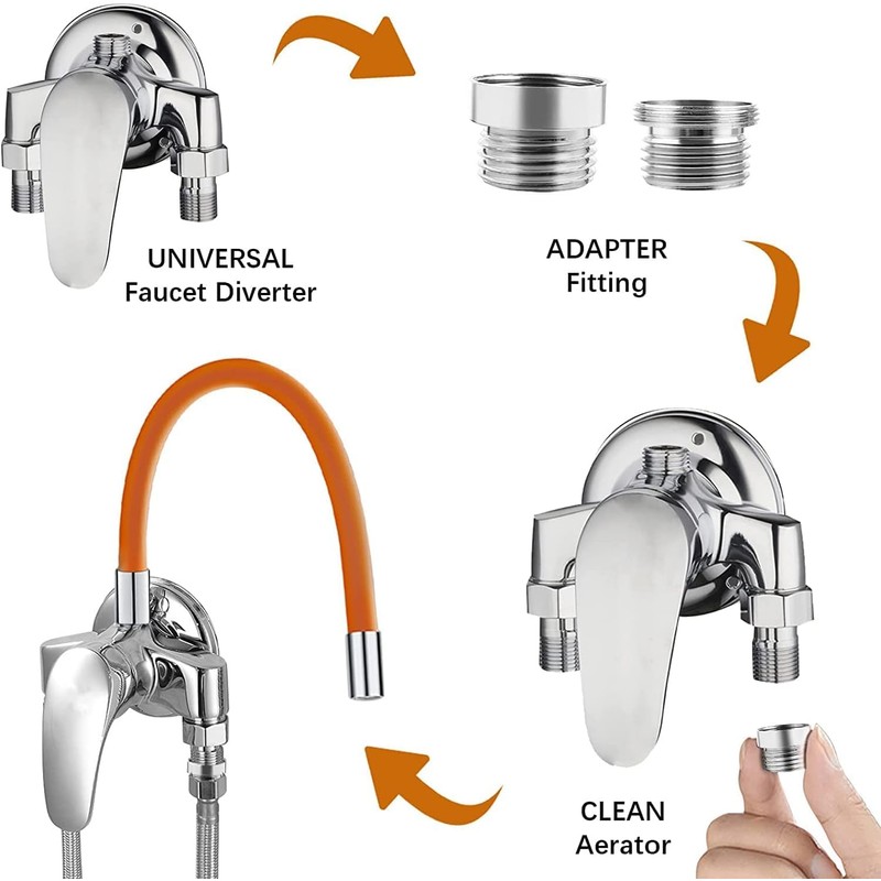 Universal Faucet Extender With 360 Degrees Sprayer Extension Hose -