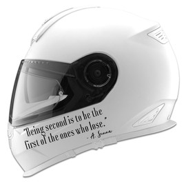 Being Second Senna Quote Auto Car Racing Motorcycle Helmet Decal - 5" - Black