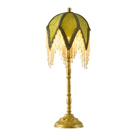 xiaojuande-Tassel Table Lamp - Hand-Woven Bedroom Bedside Ambient Light, Living Room Decorative Art Bead Chain Three Color-C