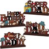 4pcs Fathers Day Decorations Table Centerpiece Wooden Happy Fathers Day