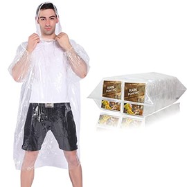 COOY Rain Ponchos,with Drawstring Hood （100 Pack） Emergency Disposable Rain Ponchos Family Pack for Adults,Clear…