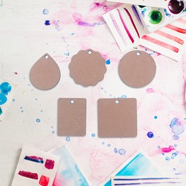 IVEI DIY MDF Shaped Pendants - Set of 25 -MDF Cutouts Pendants - Plain MDF Blanks Pendant Cutouts - for Painting Wooden Sheet Craft, Decoupage, Resin Art Work & Decoration