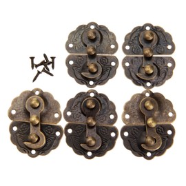 dophee 5Pcs 1.73"x1.34" Vintage Hasp Lock Latch Hasp with Screws for Jewelry Box Wooden Case Chest Decoration