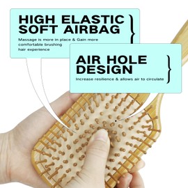 Combetter Hair Brush, Eco Friendly Bamboo Hairbrush-Smooths & Detangling for All Hair Types, Natural Wood Bristle Comb for Men & Women with Thick/Thin/Straight/Curly Hair