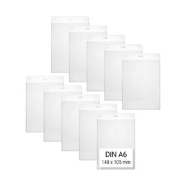 Karteo ID Card Sleeves DIN A6 148 x 105 mm Vertical [Pack of 10] Vertical Card Sleeves Made of Plastic Soft Plastic for ID Cards