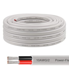 10 Gauge Marine Wire, 20FT 10 AWG Tinned Copper Oxygen-Free Boat Cable Duplex, Waterproof & Corrosion Resistant for Automotive, RV, Solar, LED, Outdoor Use