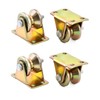 QWORK 1.2" Dia Steel Groove Rigid Caster Wheel, 4 Pack