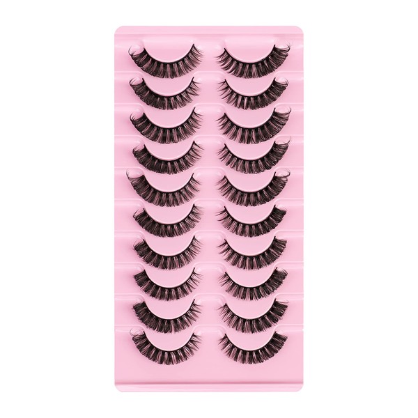 False Eyelashes, 10 Pairs Russian Strip Lashes Fluffy Wispy 3D
