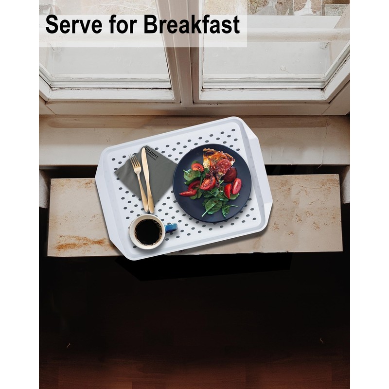 Czlizdyt Non Slip Serving Tray with Handles, Food Trays for