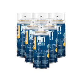 Pintyplus Aqua Mini Spray Paint - Art Set of 6 Water Based 4.2oz Cans. Ultra Matte Finish. Perfect For Arts & Crafts. Works on Plastic, Metal, Wood, Cardboard