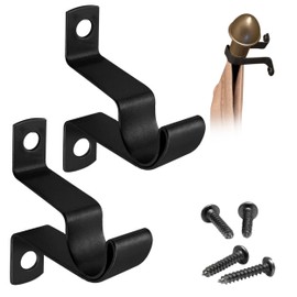 Amazing Drapery Hardware 7/16" Cafe Rod Bracket with 3/4" Wall Clearance, Decorative, Includes Mounting Screws, 1 Pair - Black