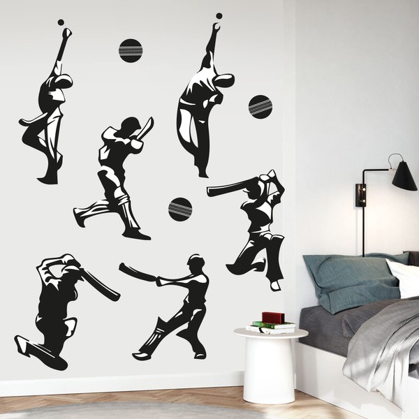 Cricket Wall Sticker - Cricket Player Silhouettes Wall Decal Sports