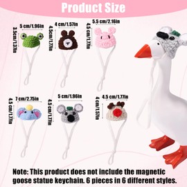 Lyreh 6pcs Mini Knit Hats for Desk Goose, 7 Inch Little Tiny Goose Outfits Adjustable Miniature Headwear Funny Cute Seasonal Accessories Clothes for Geese Statues Home Office Desktop Decoration