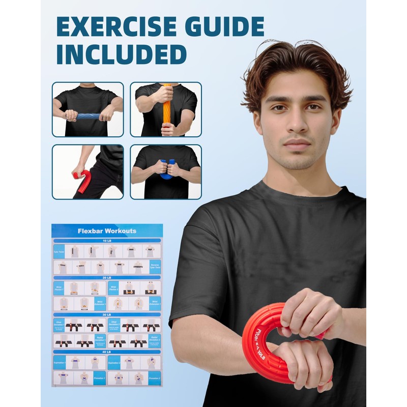 Fitense Flex Therapy Bar (4 Pack), Tennis Elbow Therapy Bar,