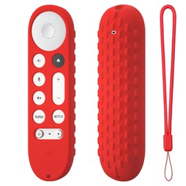 Hi Color Silicone Case Cover for Google TV Streamer 4K 2024 Remote Control GY3LE Protective Cover with Lanyard (red)