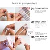 NAILOG Semi-Cured Gel Nail Strips, 20 Stickers, Extra-Long, Salon-Quality Nail