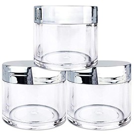 Beauticom Clear 1 oz Plastic Jar (Quantity: 3 Pieces a Pack) (SILVER)