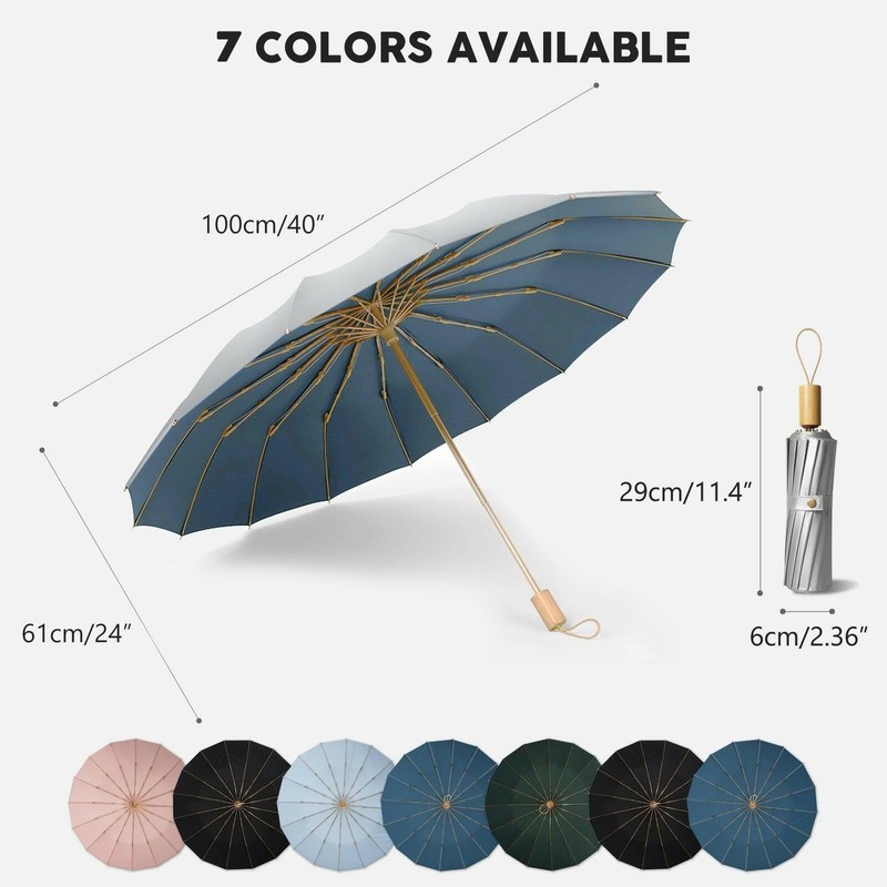 Compact Umbrella with UPF 50 UV Sun Protection, Super Windproof