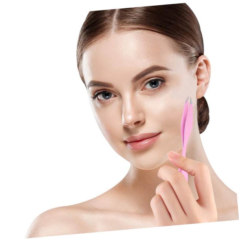 FOMIYES 2pcs Eyebrow Tweezers Double Ends Stainless Steel Tweezers Makeup