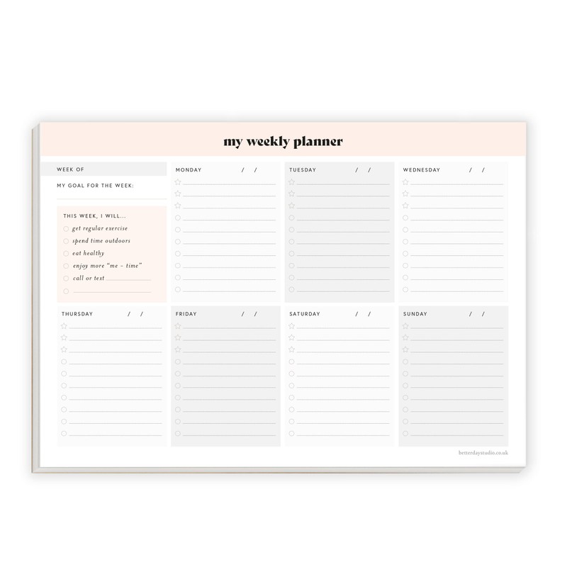 Betterday Studio - My Weekly Planner Pad, Planner for Organisation,