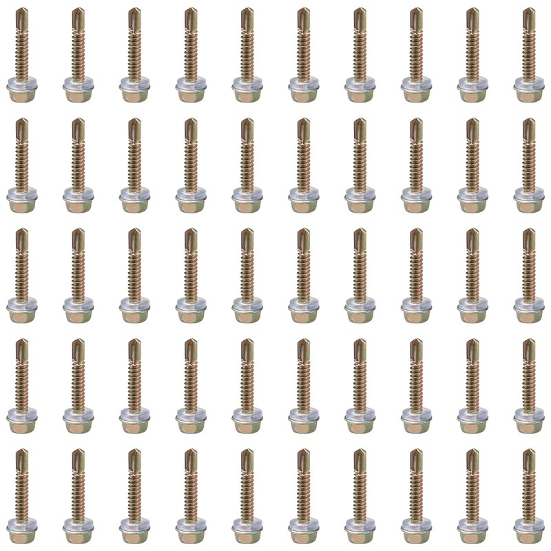 50 PCS Hexagon Self Tapping Self Drilling Screws with Pads