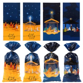 sorkwo 100 Pcs Eid Mubarak Goodie Bags Eid Cellophane Treat Bags Eid Candy Bags for Gifts, Muslim Castle Moon Star Plastic Cellophane for Eid Party Decorations Party Supplies