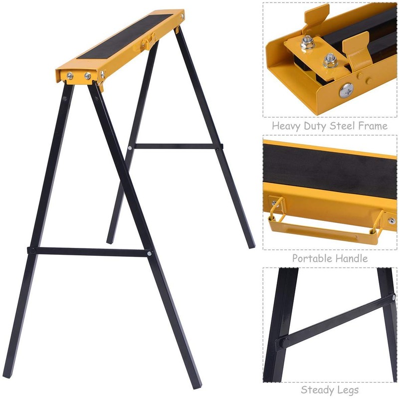 Casart 2PCS Sawhorse Pair, Portable Saw Horses with Folding Legs