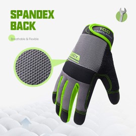 HANDLANDY Utility Work Gloves Mens & Women, Safety Mechanic Working Gloves Touch Screen, Flexible Breathable Yard Gloves (Medium, Green)